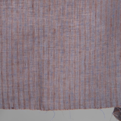 Linstoff brun-blå stripete for å sy klær og hjemmetekstiler