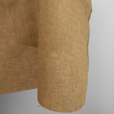 Linstoff gulbrun melange for å sy klær og hjemmetekstiler