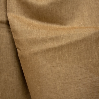 Linstoff vevd av gyllenbrunt og ingefærfarget (brungult) garn