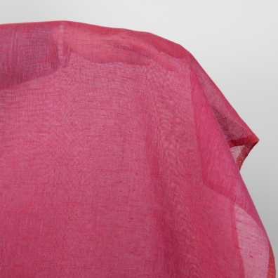 Linstoff rødt melange gjennomsiktig 150cm bredt