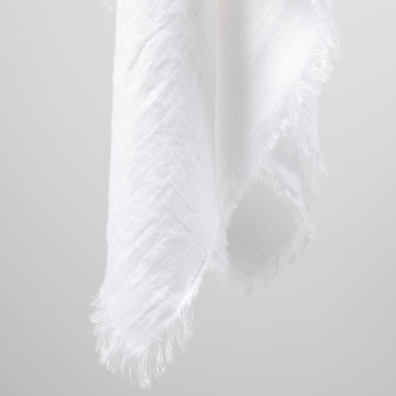 LOLITA hvitt lin skjerf med striper, frynser på alle kanter