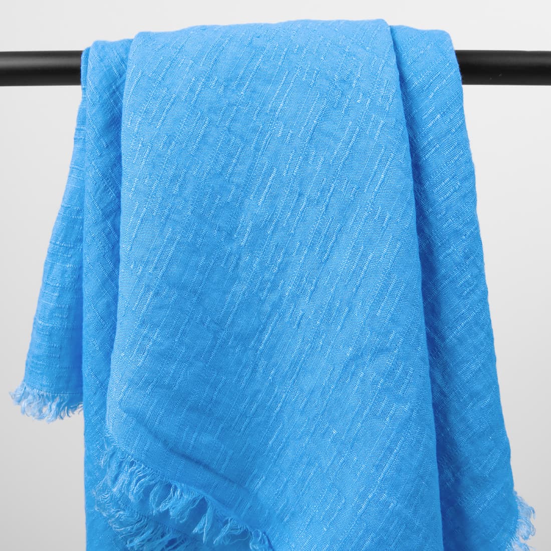 LOLITA knallblått lin skjerf med striper, frynser på alle kanter