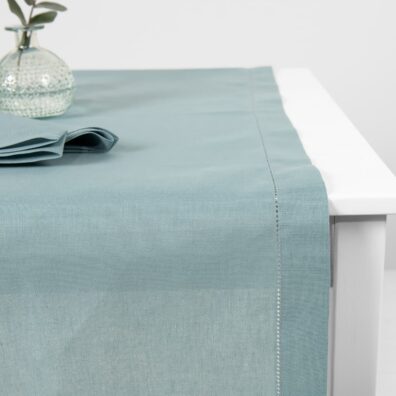 LUNA lin-bomull bordløper blåaktig-grønn (i turmalin farge)