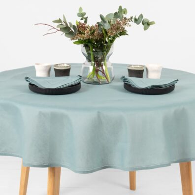 LUNA rund (oval) grønnaktig lin-bomull duk