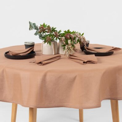 LUNA rund (oval) lysebrun halvlin duk