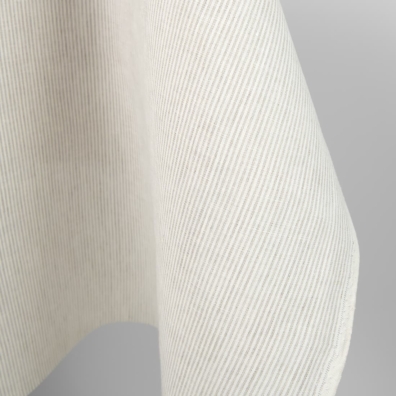 Linstoff i hvite og naturfargede striper 150cm bredt