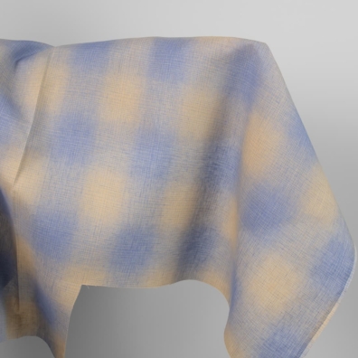 Linstoff brunblå rutete