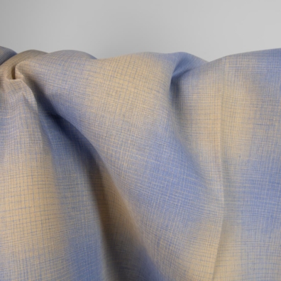 Linstoff brunblå rutete 150cm bredt