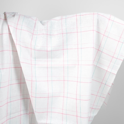 Rosa, grønt rutete linstoff