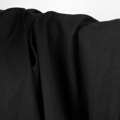 Lin-bomull stoff svart vasket