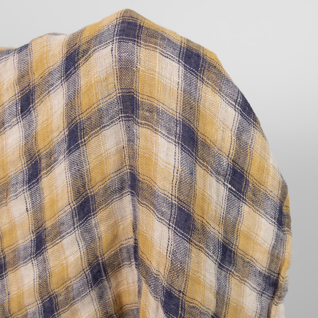 Linstoff med blå ruter tosidig vasket, mykt, skånsomt