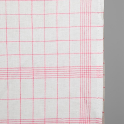 Hvitt håndkle linstoff med rosa ruter til kjøkkenhåndklær