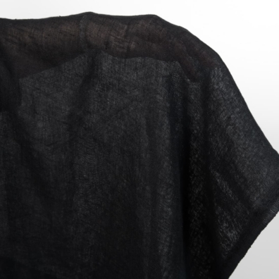 Linstoff svart gjennomsiktig vasket, løstvevd, lett