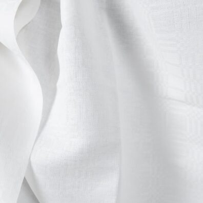 Halvlinstoff knallhvitt rutete i twill mønster 150cm bredt