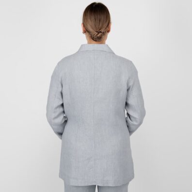 Grå linjakke i rett, løs silhuett