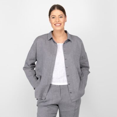 ODILE mørkegrå linbluse