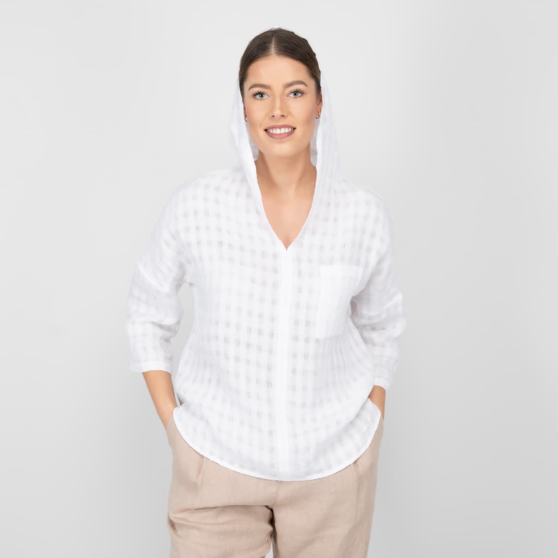 MYRIAM hvit linbluse