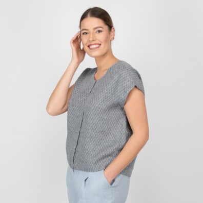 GAMBITA grå linbluse