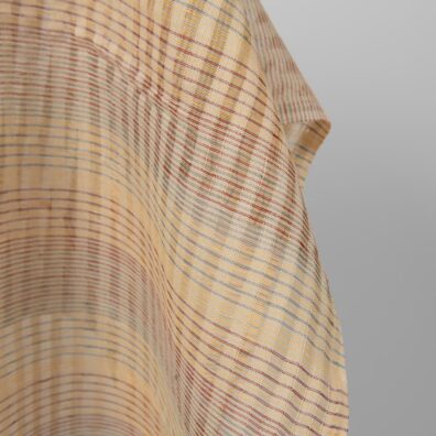 Linstoff beige-brunrødt stripete gjennomsiktig