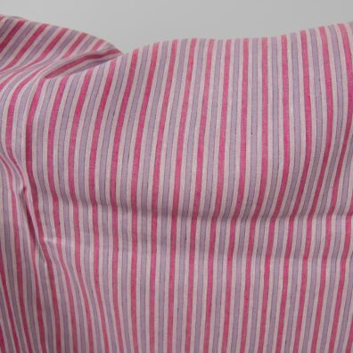 Linstoff rosa-lilla stripete 150cm bredt