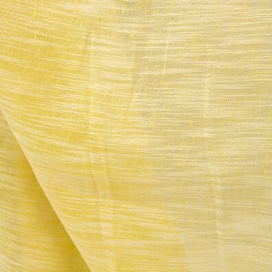 Gult løstvevd stripete lin-bomull stoff som passer perfekt til å sy gardiner, skjerf