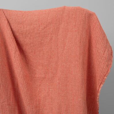 Halvlinstoff rød-hvit stripet vasket