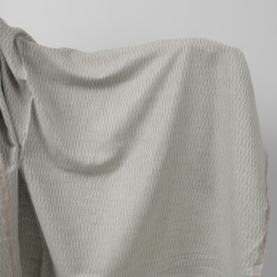 Halvlinstoff blåliggrønn-naturfarget med kypermønster