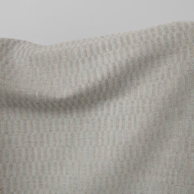 Halvlinstoff blåliggrønn-naturfarget med kypermønster 150cm bredt