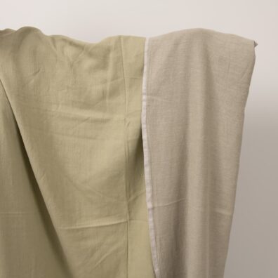 Halvlin stoff grønn-grå tosidig vasket