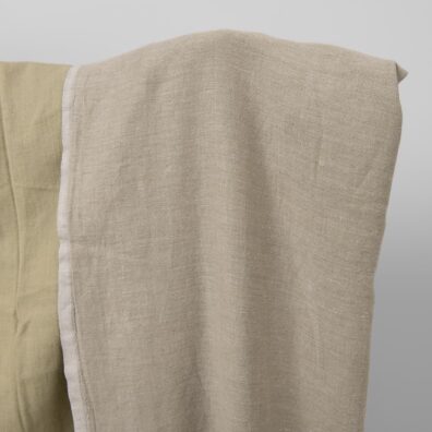 Lin-bomull stoff grønn-grå tosidig vasket