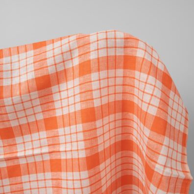 Linstoff oransje-kanllhvitt rutete