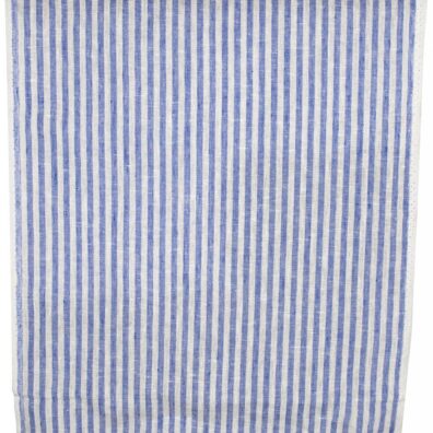 Melkehvitt håndkle linstoff med blå striper