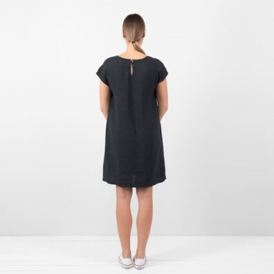 Svartblå linkjole med knappelukking bak