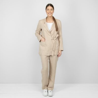 Lysebrun linjakke og matchende bukser CALDI