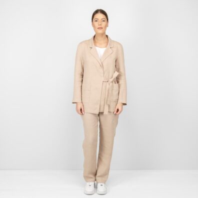 Lysebrun linjakke med lange ermer