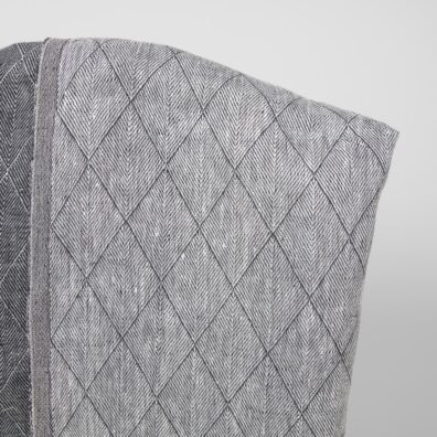 Dobbeltsidig linstoff i blå og hvit farge med diamantmønster for klær, hjemmetekstiler