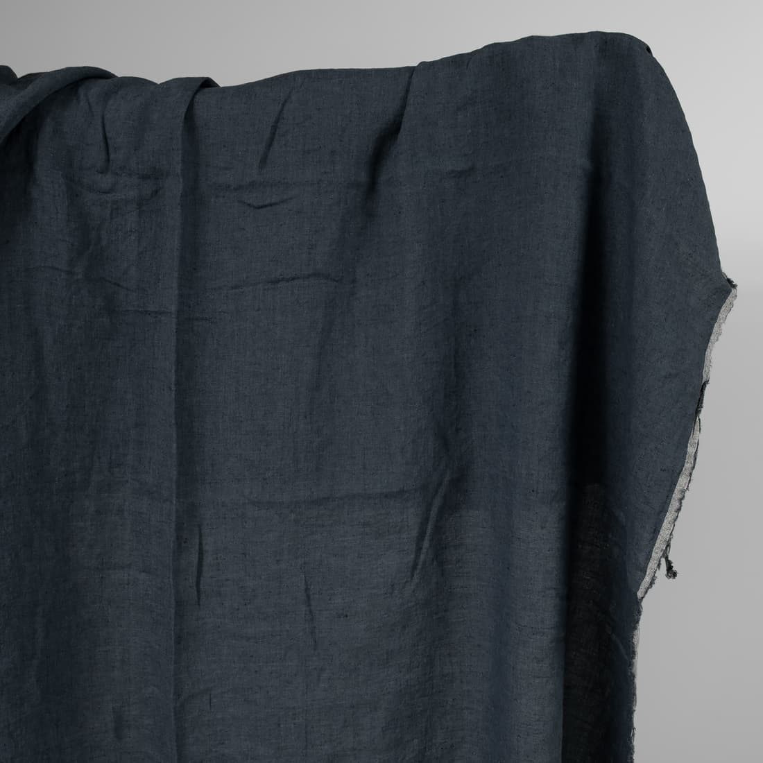 Linstoff denimblå-mørkeblå melert vasket