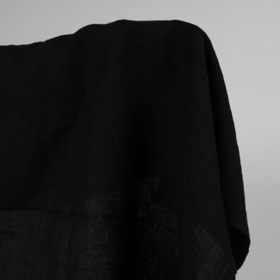 Linstoff i svart vasket, 145cm bredt