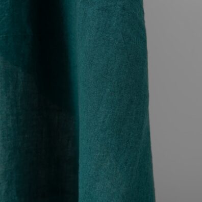 Linstoff mørk turkis bredt vasket, mykt, skånsomt