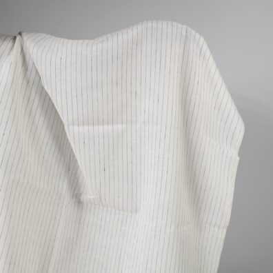 Linstoff melkehvitt med svarte striper