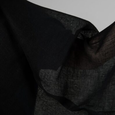 Linstoff svart gjennomsiktig, løstvevd, lett