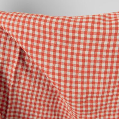 Linstoff rød-grønnlig rutete vasket, mykt, skånsomt