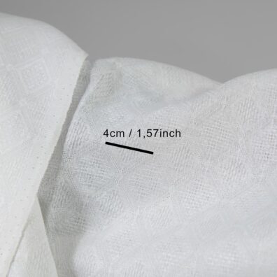 Knallhvitt lin-bomull stoff med romber