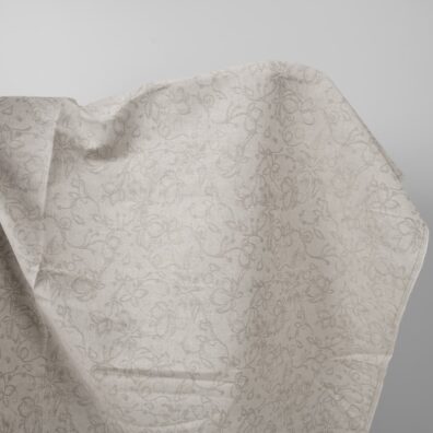 Lysegrått lin-bomull jacquard stoff i blomstermønster