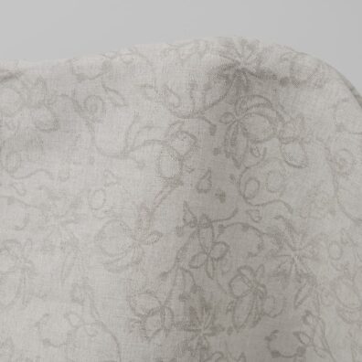 Lysegrått lin-bomull jacquard stoff i blomstermønster for klær, hjemmetekstiler