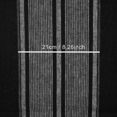 Håndkle linstoff svart med hvite striper 50cm bredt