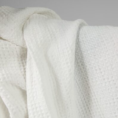 ”Vaffel” lin-bomull stoff melkehvitt vasket