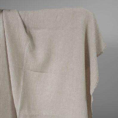 ”Vaffel” halvlinstoff beige vasket