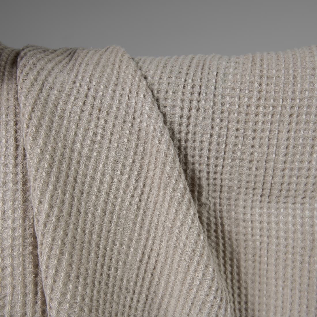 ”Vaffel” lin-bomull stoff beige vasket