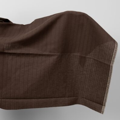 Halvlin mørkebrunt stripete stoff